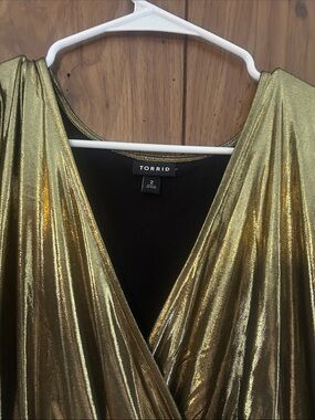 Torrid Shimmery Gold Surplice Top